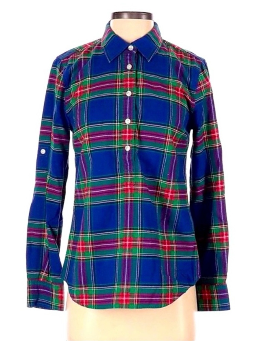 VINEYARD VINES Blue Plaid Popover Shirt, Size 8